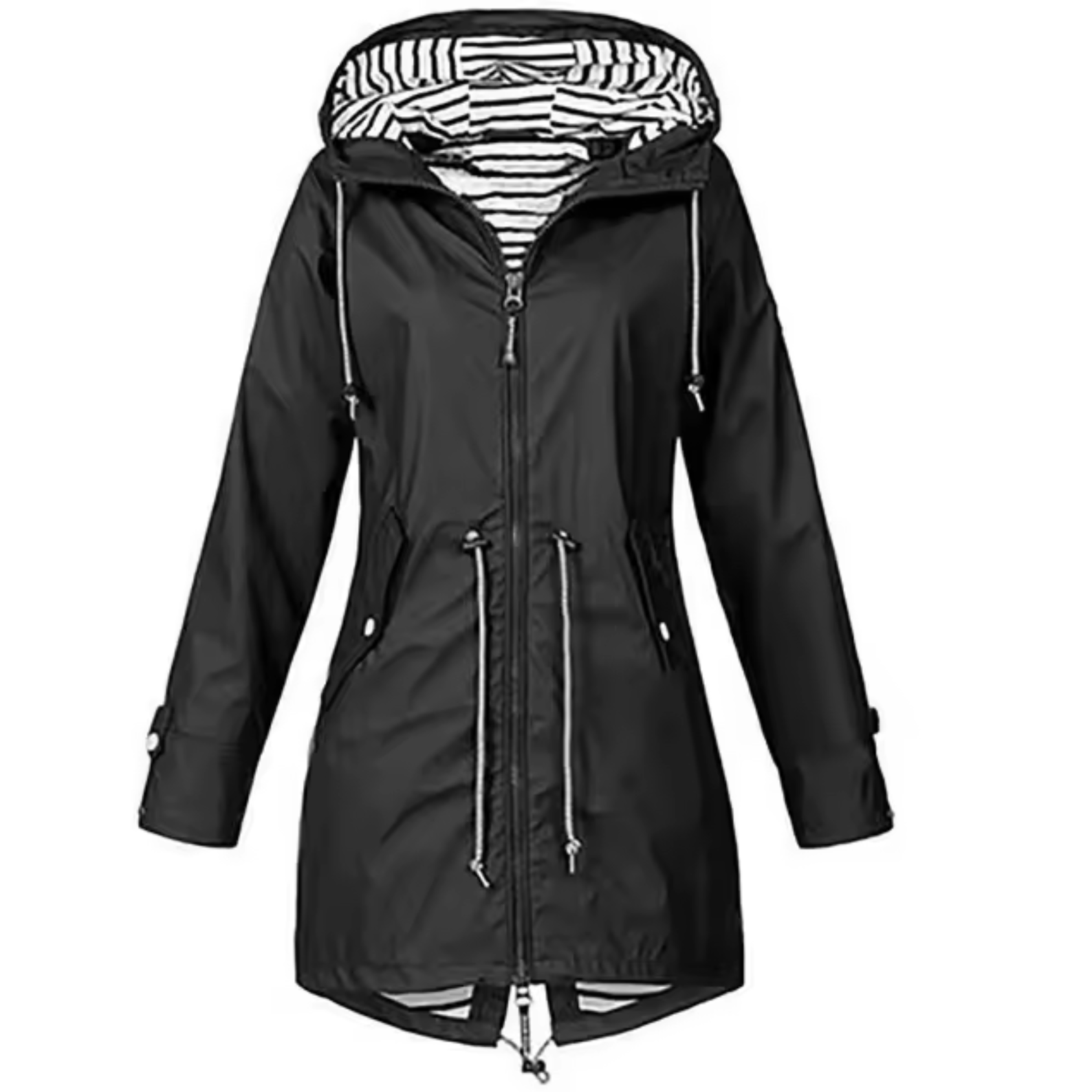 Waterproof Hooded Coat | Black Striped Liner Design VexonGear