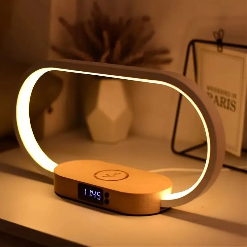 Wireless Charging Station 3 in 1 10W USB C LED Lamp Clock