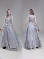 Women’s Gothic Corpse Bride Halloween Costume Dress | Lace Maxi Gown VexonGear