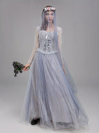 Women’s Gothic Corpse Bride Halloween Costume Dress | Lace Maxi Gown VexonGear