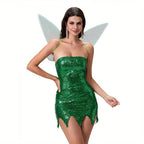 Women’s Sequin Fairy Halloween Costume Dress | Strapless Mini Outfit VexonGear