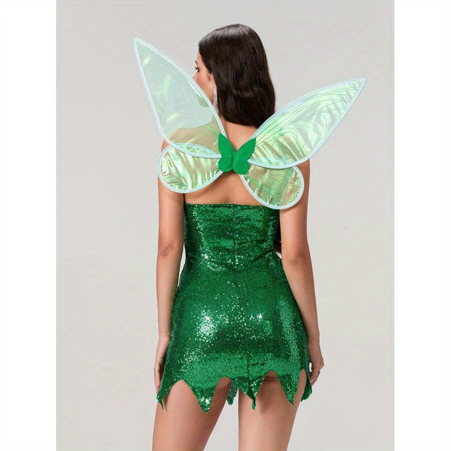 Women’s Sequin Fairy Halloween Costume Dress | Strapless Mini Outfit VexonGear