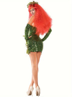 Fantasy Sequin Costume Halloween Dress | Strapless Leaf Mini Dress VexonGear