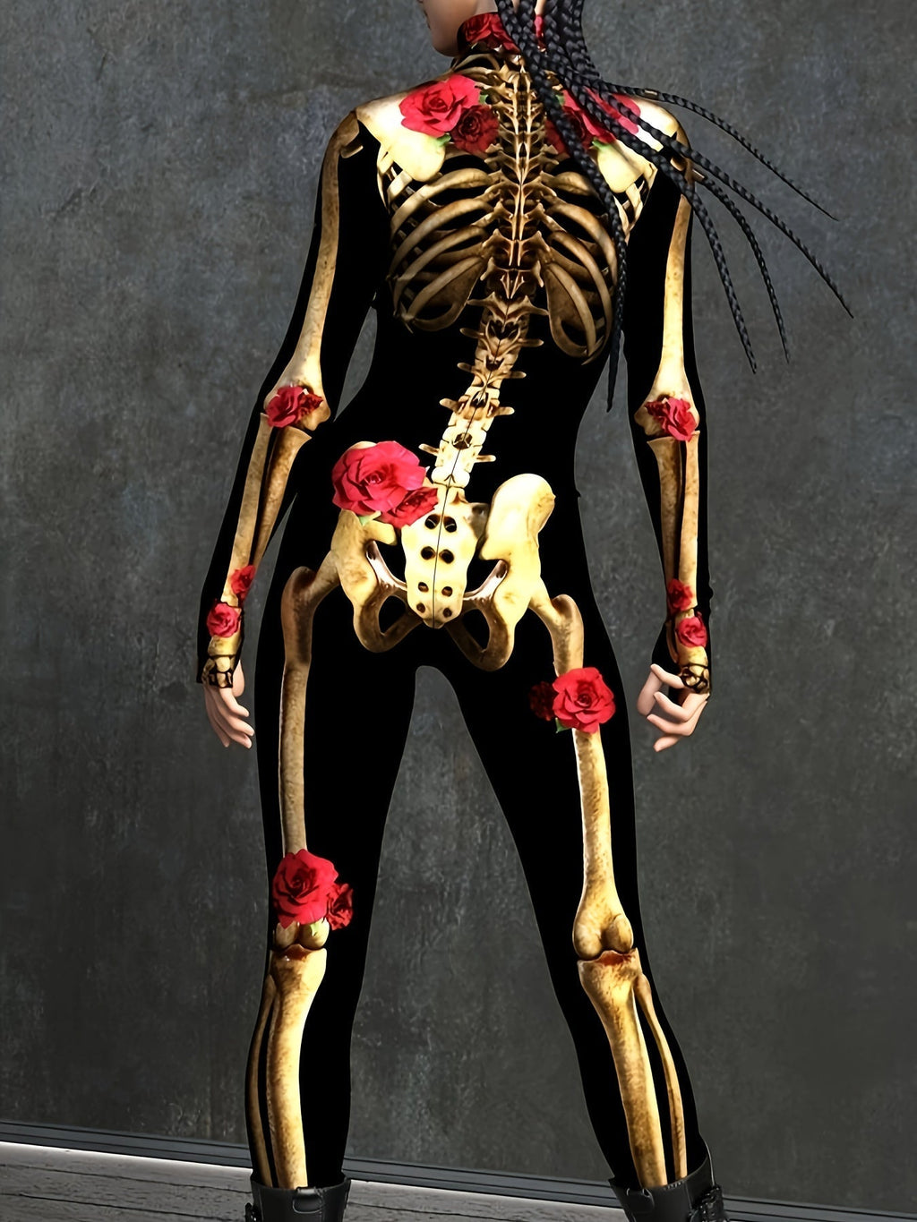 Women’s Skeleton Halloween Costume | Long Sleeve Stretchy Print Jumpsuit VexonGear
