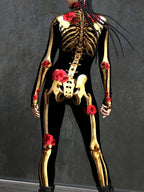 Women’s Skeleton Halloween Costume | Long Sleeve Stretchy Print Jumpsuit VexonGear