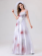 Women’s Spooky Corpse Bride Halloween Costume Dress | Bloody Maxi Gown VexonGear
