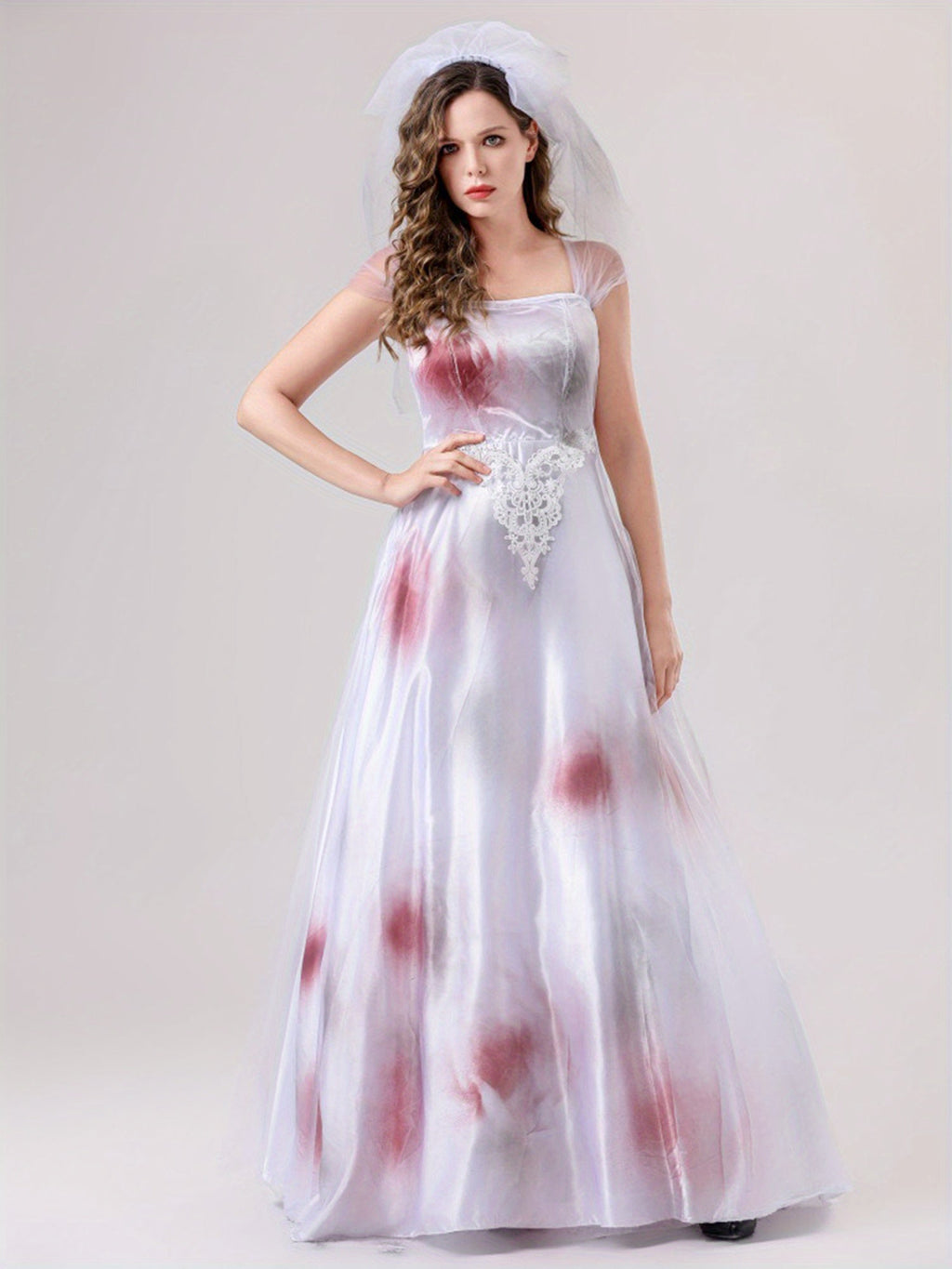 Women’s Spooky Corpse Bride Halloween Costume Dress | Bloody Maxi Gown VexonGear