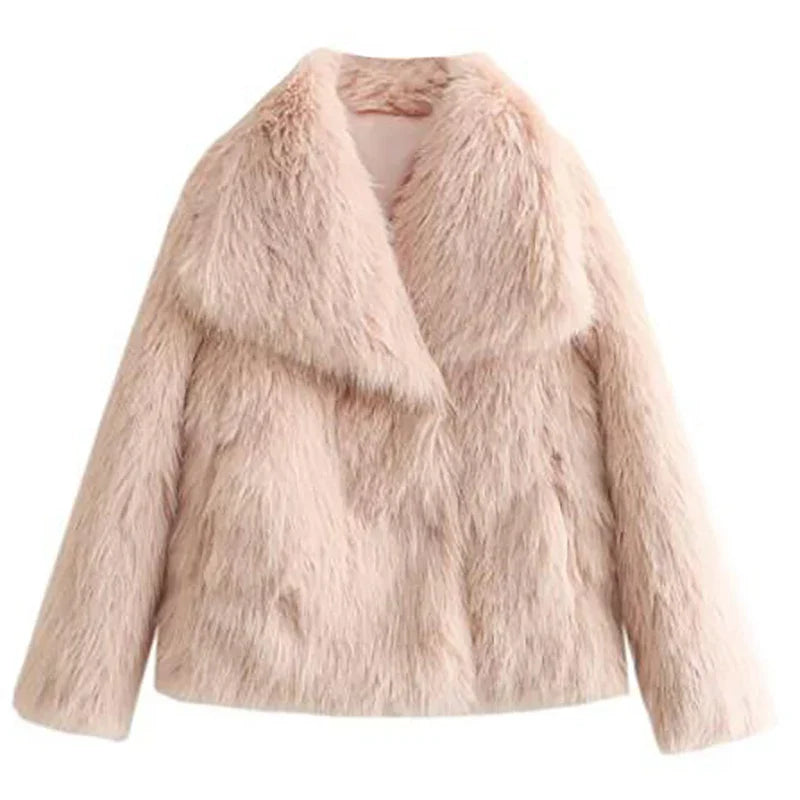 Plush Faux Fur Jacket | Soft Pink Winter Outerwear VexonGear