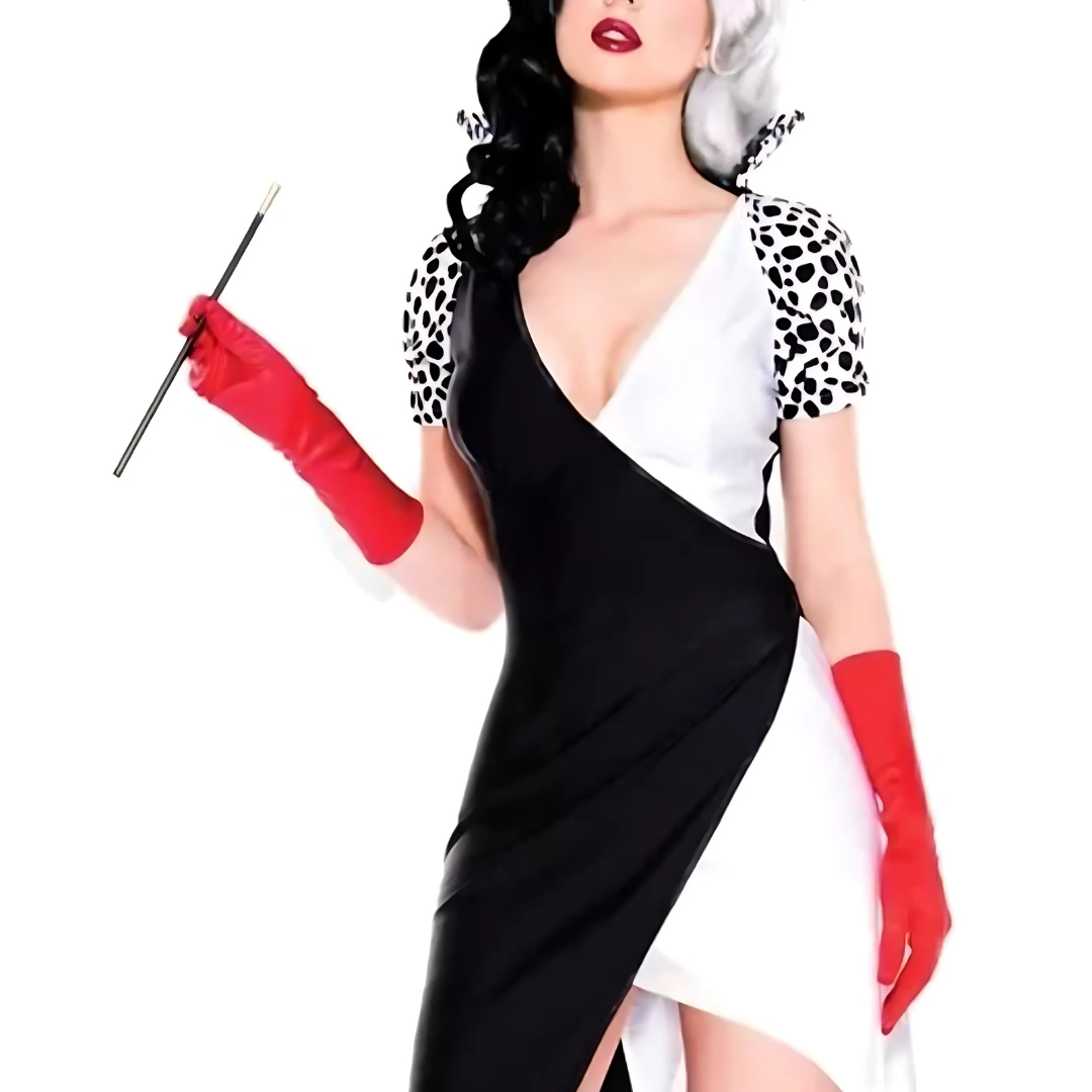 Villain Halloween Costume Dress | Asymmetrical Black White Design VexonGear