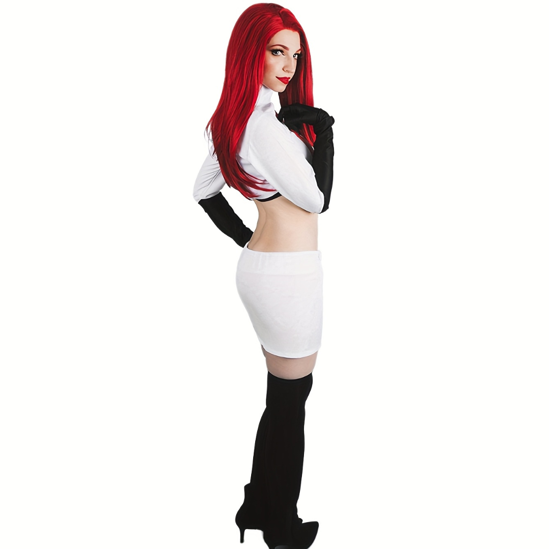 Anime Cosplay Costume | White Two-Piece Set with R Logo VexonGear