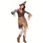 Women’s Halloween Scarecrow Dress | Off-Shoulder Mini Costume VexonGear