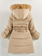 Girls Winter Puffer Coat | Quilted Heart Design With Fur Hood VexonGear