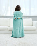 Kids Hooded Bath Towel | Plush Frog Design In Mint Green VexonGear