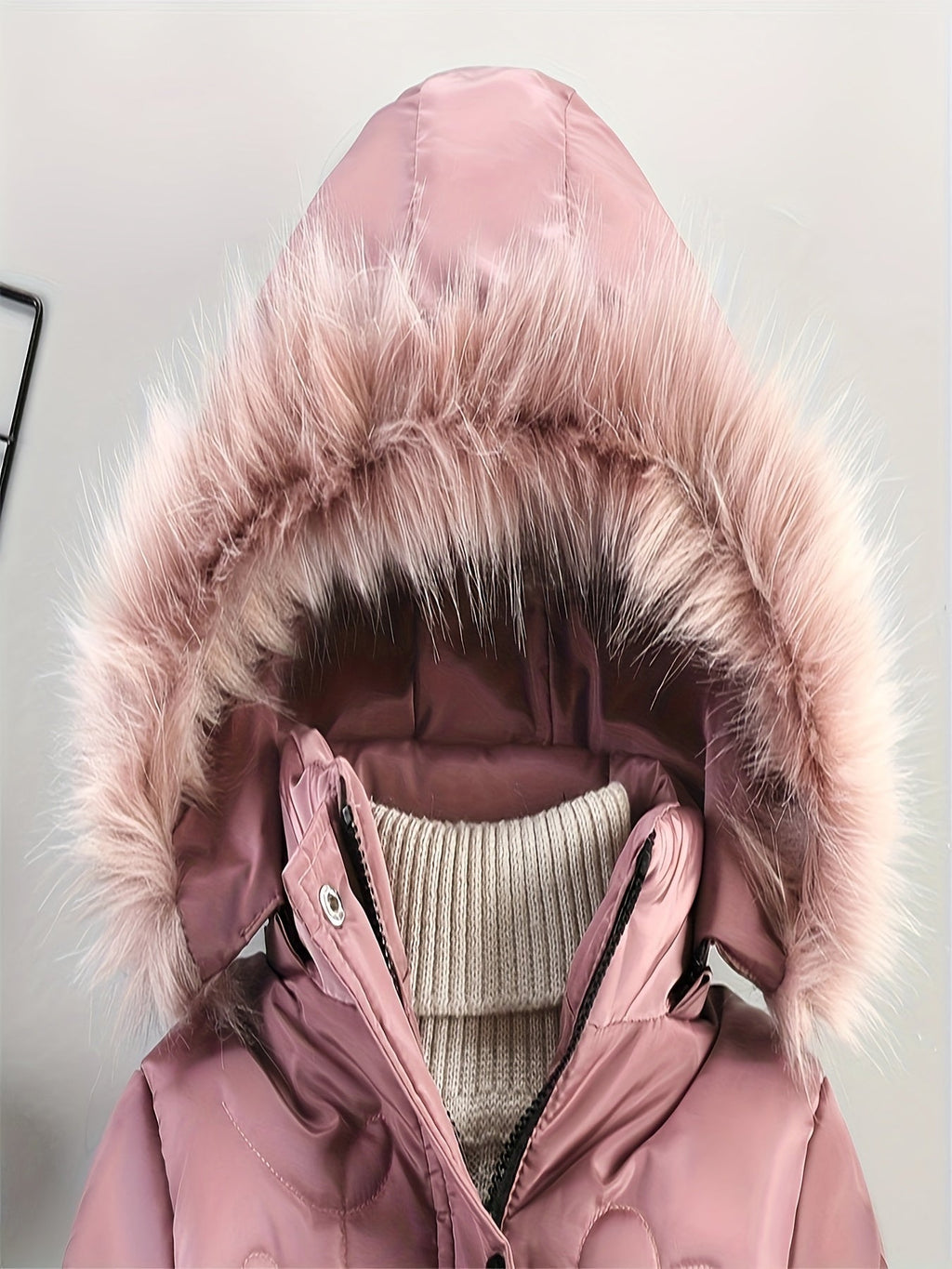 Girls Winter Puffer Coat | Quilted Heart Design With Fur Hood VexonGear