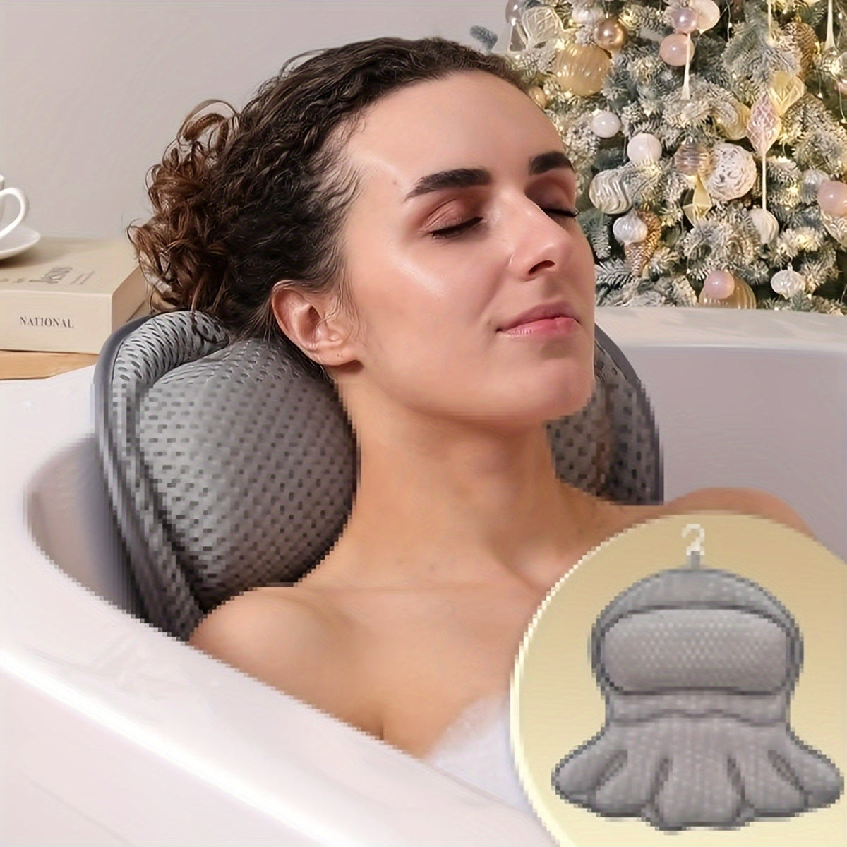 LuxieSpa 4D Luxe bath pillow - Breathable pillow with neck and back support for a relaxing bath VexonGear