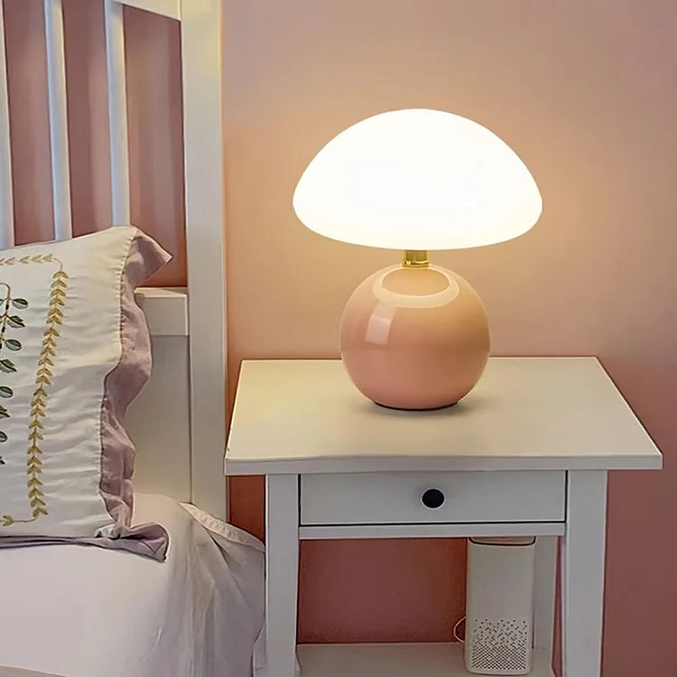 Vexon French Cream Mushroom Table Lamp with Adjustable LED Colors