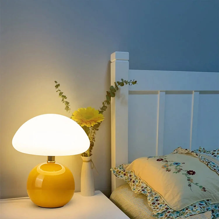 Vexon French Cream Mushroom Table Lamp with Adjustable LED Colors