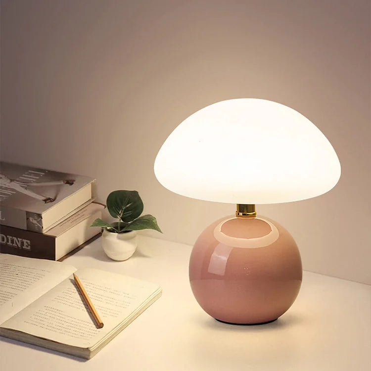 Vexon French Cream Mushroom Table Lamp with Adjustable LED Colors