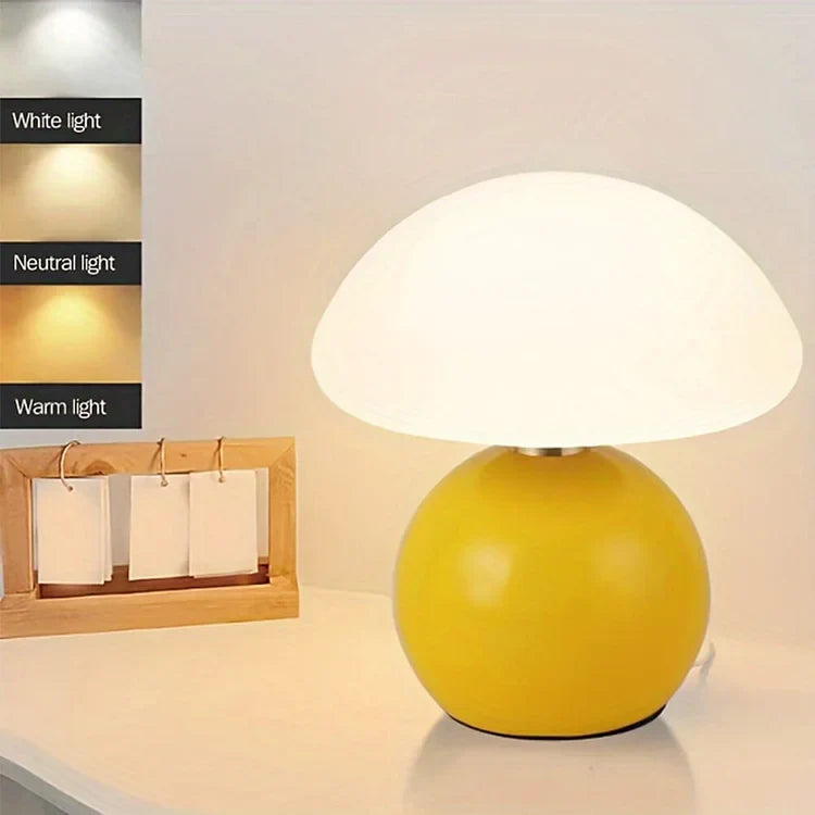 Vexon French Cream Mushroom Table Lamp with Adjustable LED Colors