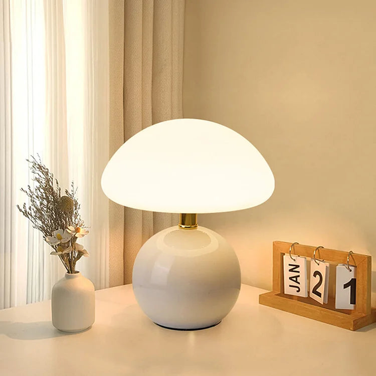 Vexon French Cream Mushroom Table Lamp with Adjustable LED Colors
