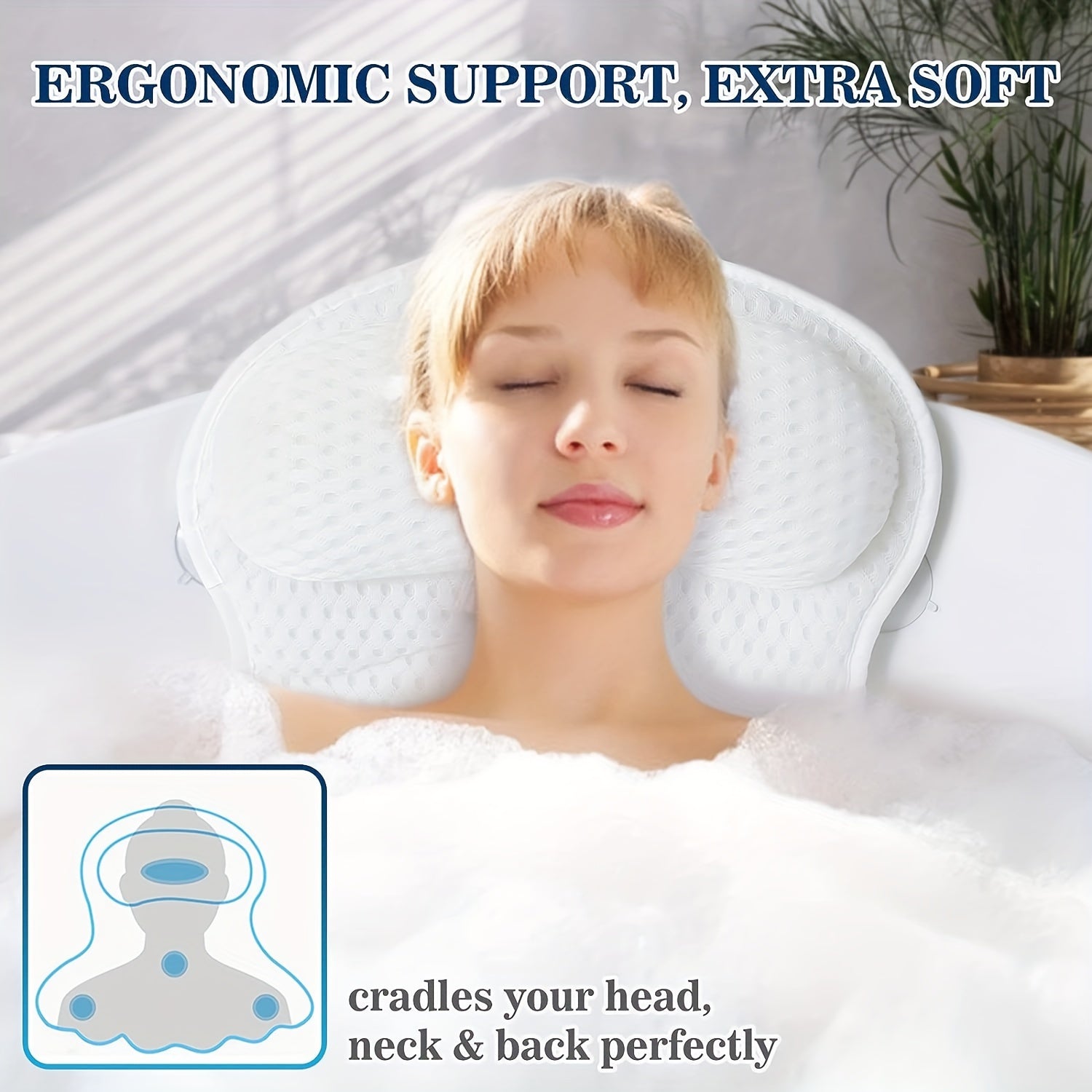 LuxieSpa 4D Luxe bath pillow - Breathable pillow with neck and back support for a relaxing bath VexonGear