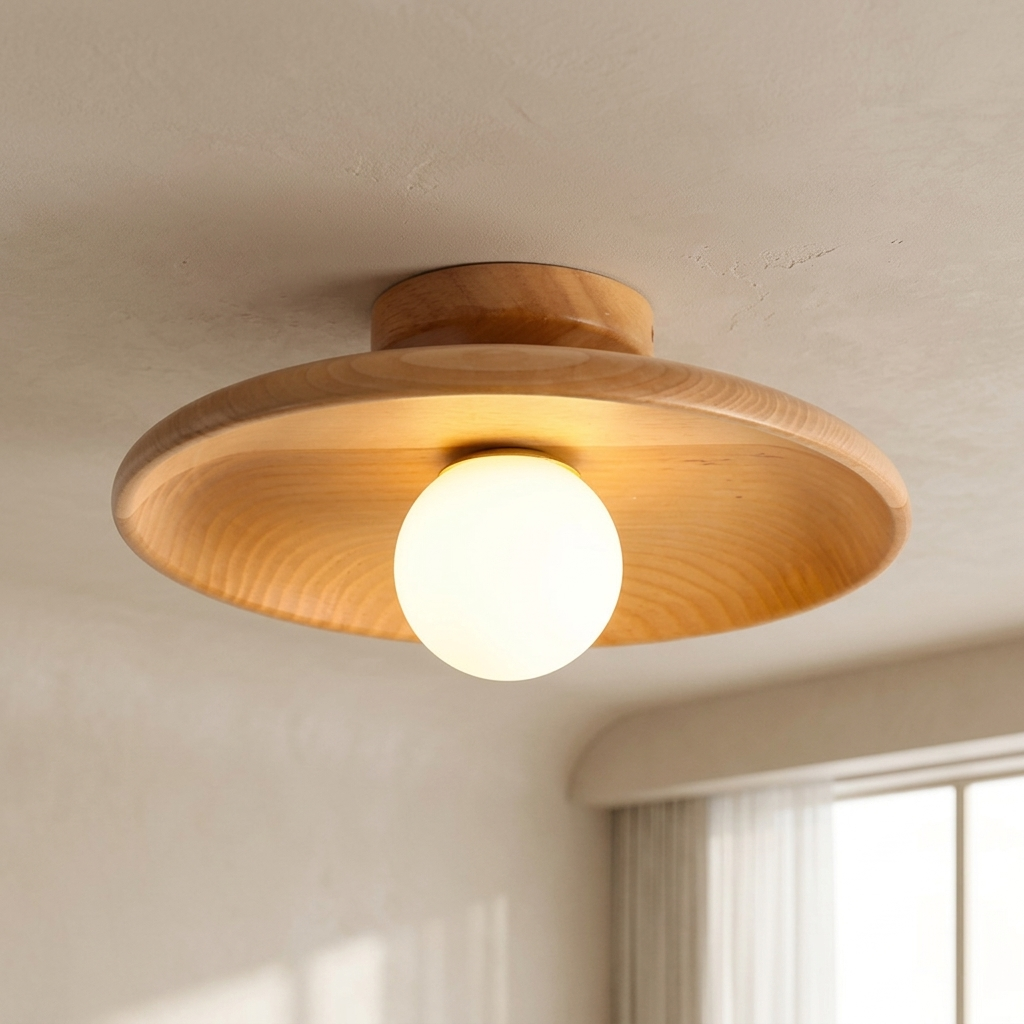 Flush Mount Ceiling Light LED Wood Shade 18 to 35 cm 110 to 240V VexonGear