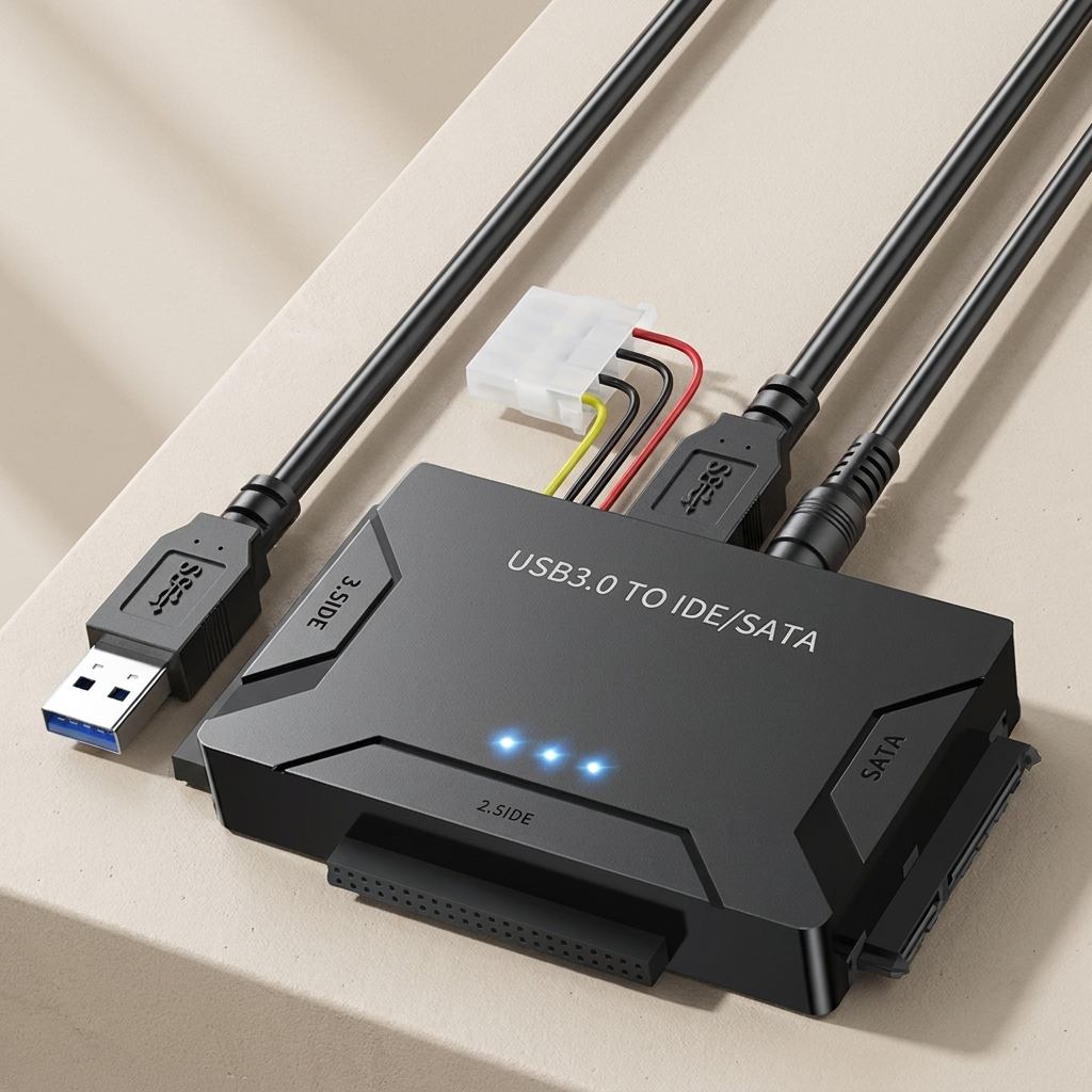 Hard Drive Adapter SATA IDE to USB 3.0 Converter Dual Interface with External Power Supply