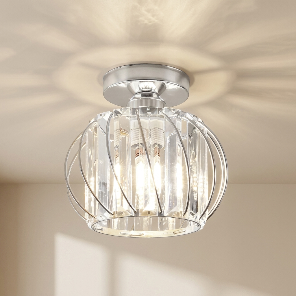Flush Mount Ceiling Light, Glass Shade, E27 Fitting, Single Light VexonGear