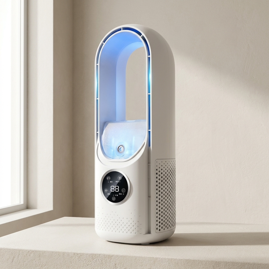 Bladeless Fan UV Air Purifier USB Powered 6 Speed Compact Tabletop Design