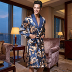 Mens Robe Kimono Style Knee Length Navy Blue VexonGear