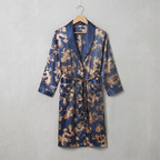 Mens Robe Kimono Style Knee Length Navy Blue VexonGear
