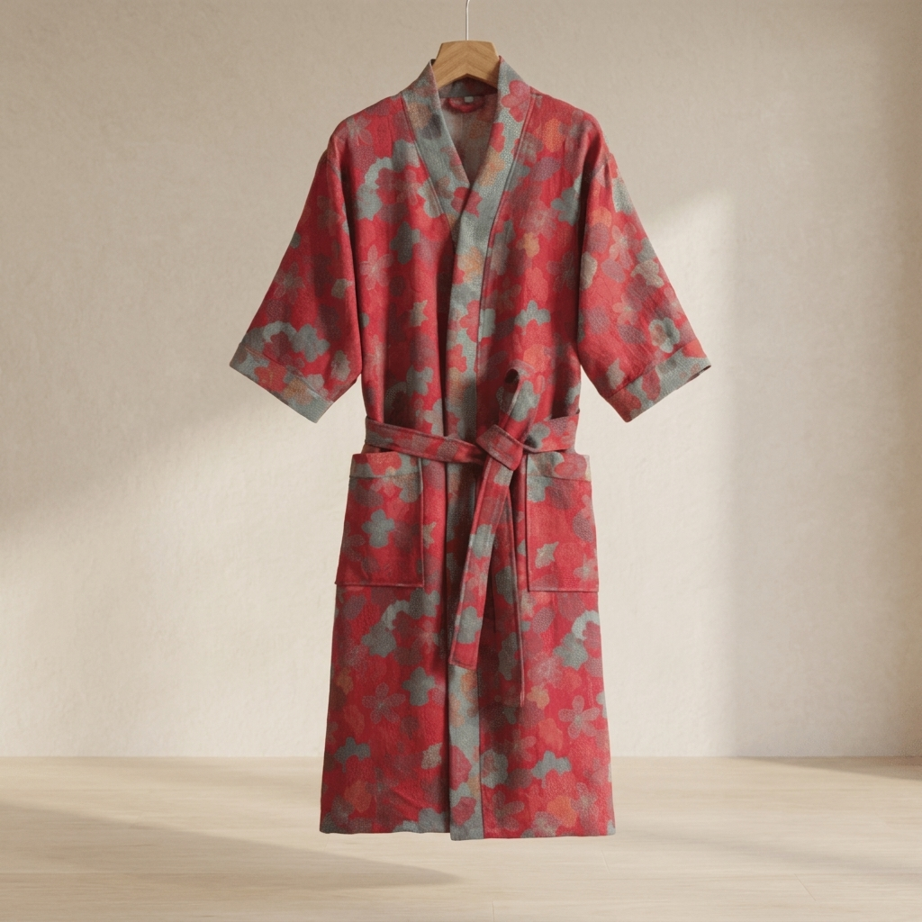 Reversible Kimono Bathrobe Organic Cotton Lightweight Soft Robe VexonGear