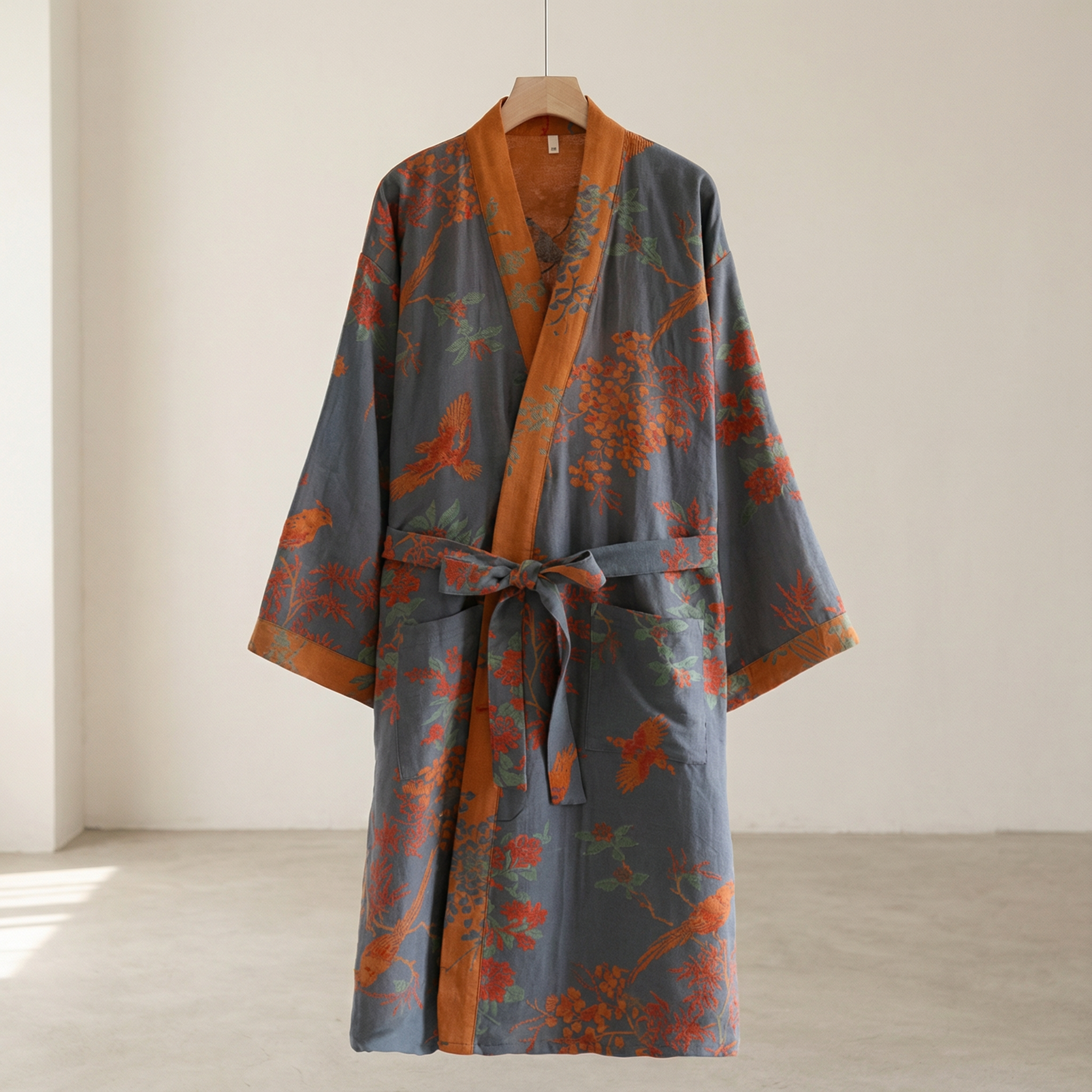 Breathable Cotton Waffle Bathrobe – Lightweight Retro-Inspired Mens Robe with Adjustable Waist and Pockets VexonGear