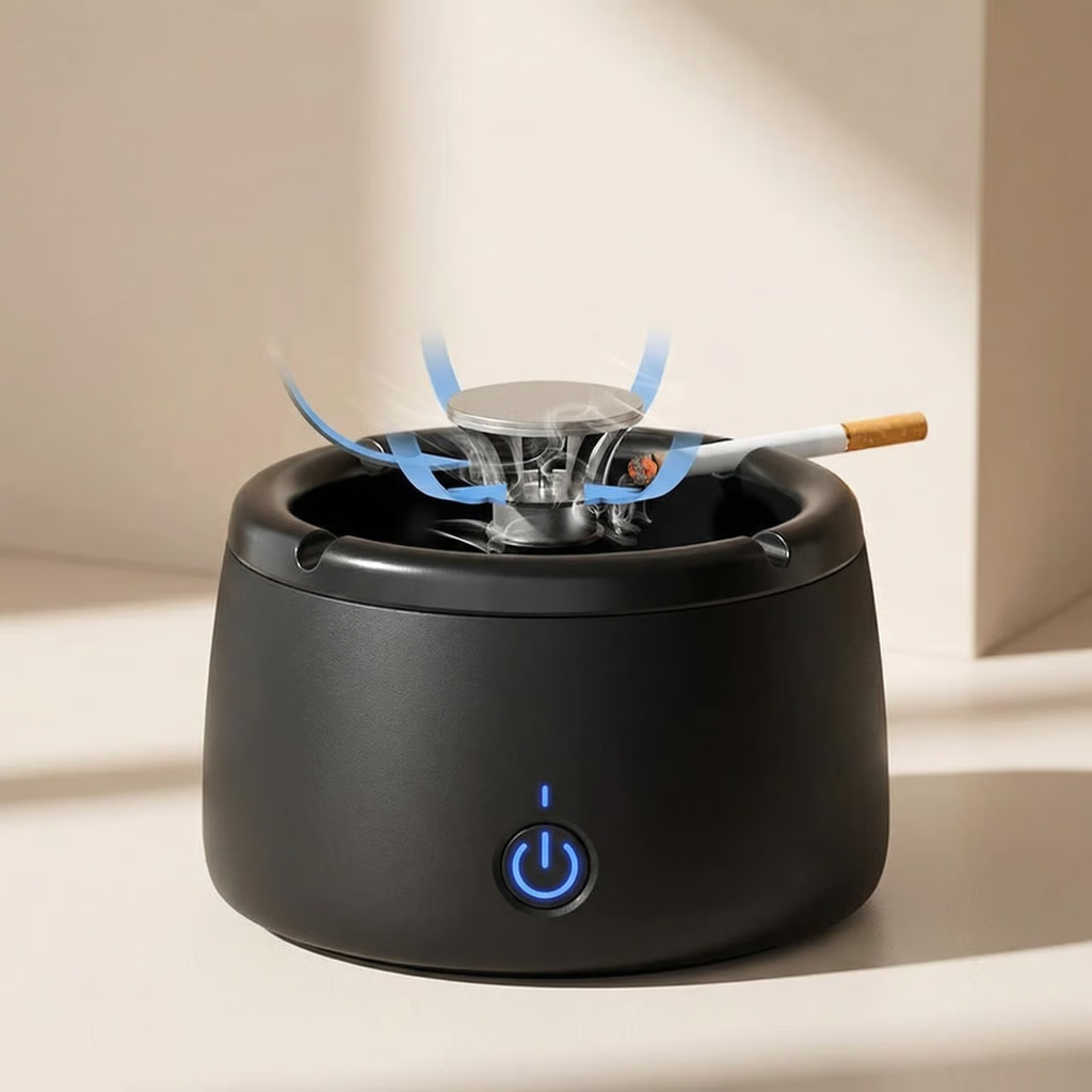 Rechargeable Smokeless Ashtray with Air Purification – Compact, Quiet, Portable for Home, Office, and Car