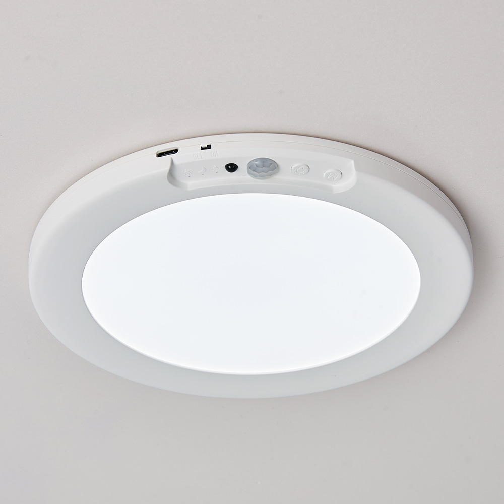 Motion Sensor LED Ceiling Light Warm White Battery Operated Compact Design VexonGear