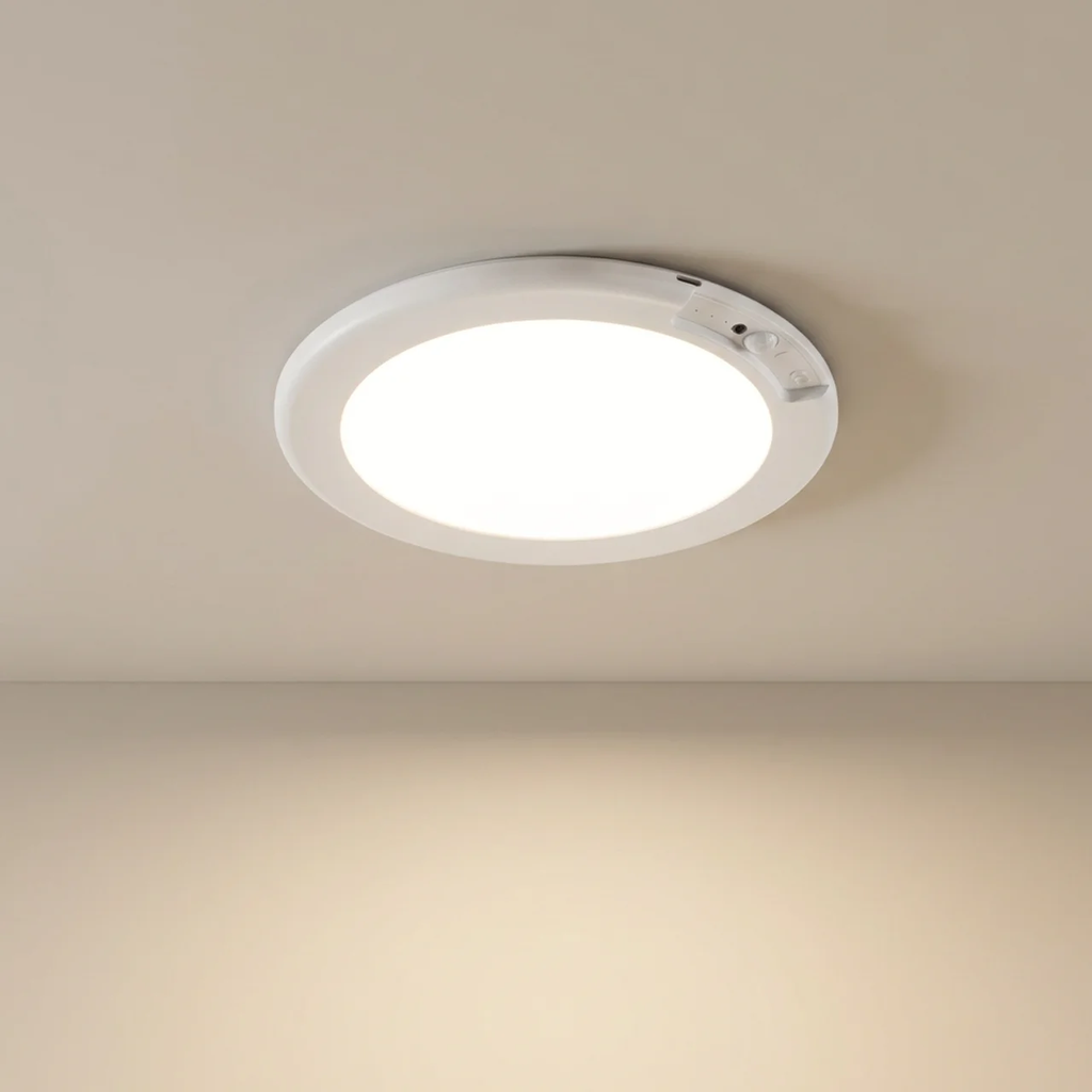 Motion Sensor LED Ceiling Light Warm White Battery Operated Compact Design VexonGear
