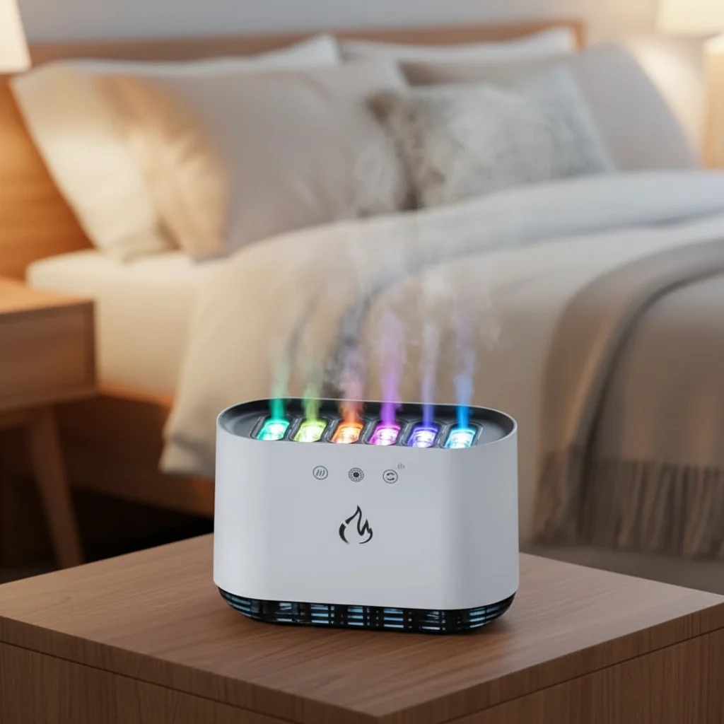 Humidifier 900ml 6 Mist Nozzles 7 Color LED Lights Voice Control