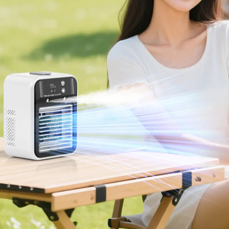 Portable Misting Air Cooler Dual Nano Mist Rechargeable 3 Speed Fan Digital Display