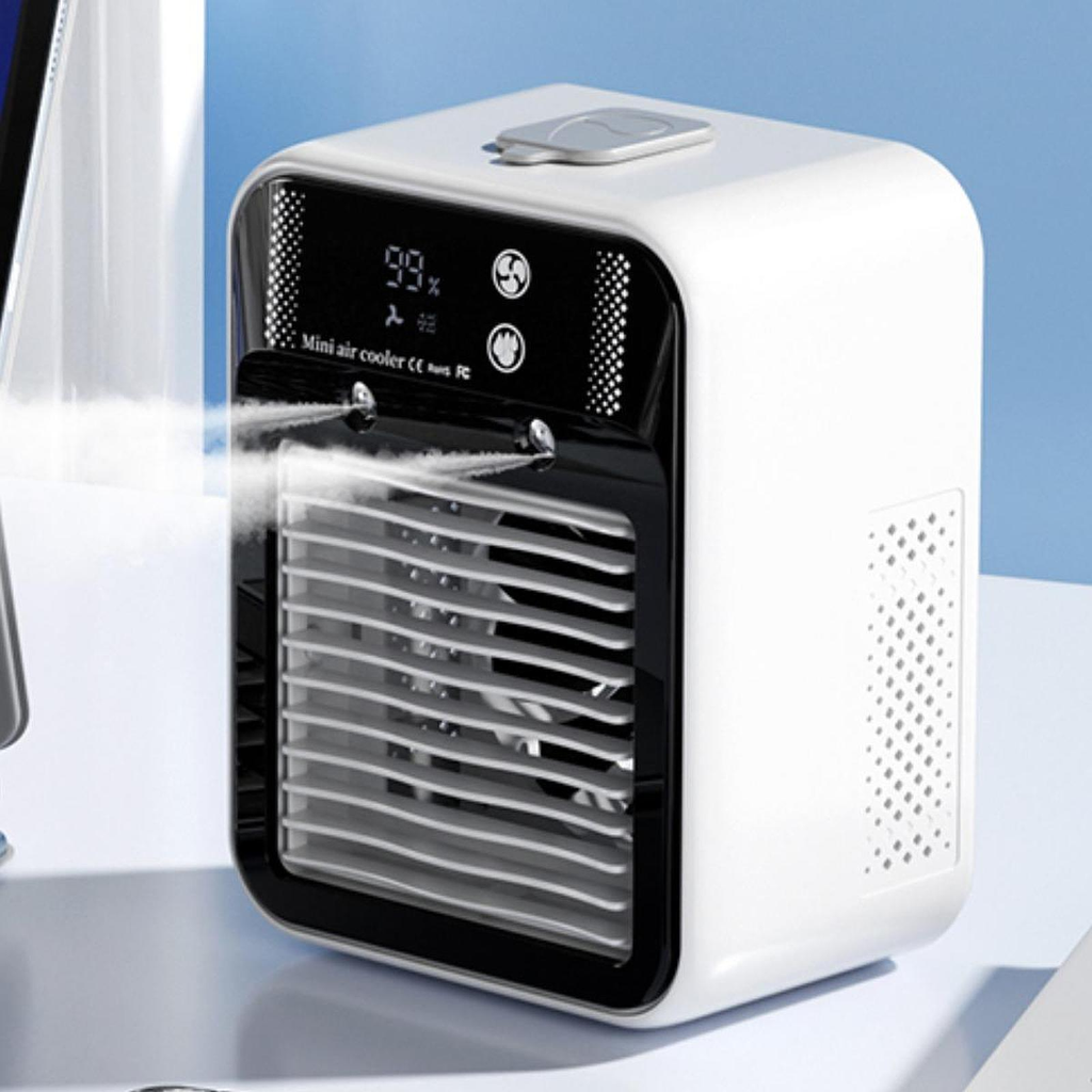 Portable Misting Air Cooler Dual Nano Mist Rechargeable 3 Speed Fan Digital Display