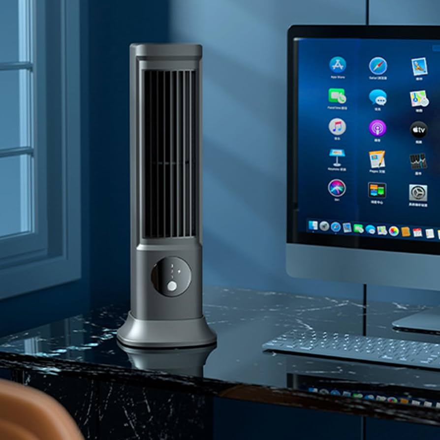 Mini Rechargeable Desk Fan USB Powered 1200mAh Battery 3 Speed Plastic