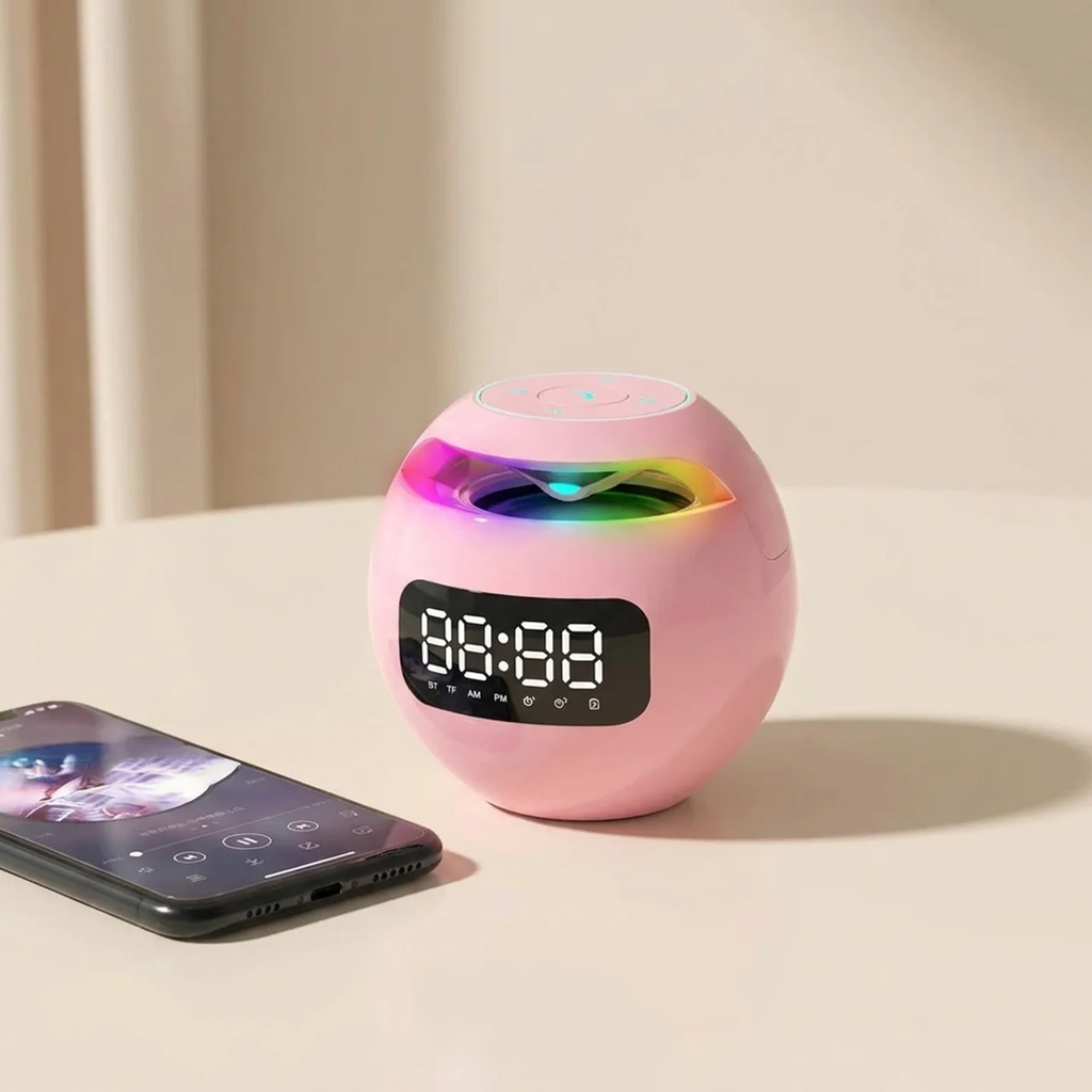 LED Alarm Clock FM Radio Bluetooth Speaker ABS Plastic Construction