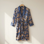 Mens Robe Kimono Style Knee Length Navy Blue VexonGear