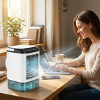 Portable Air Conditioner with Ultrasonic Dual-Spray Mist, 3-Speed Fan and LED Night Light
