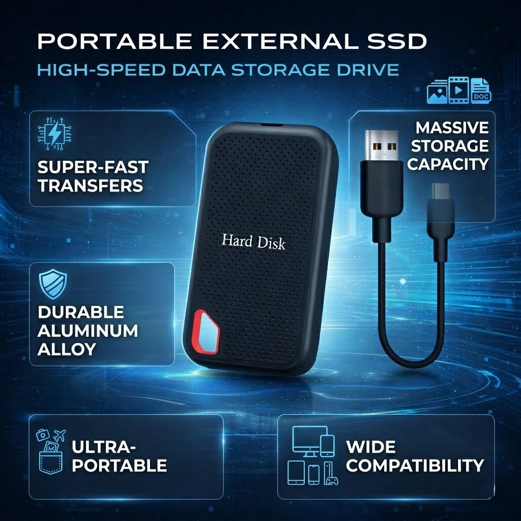 External Hard Drive Portable SSD High-Speed Data Storage VexonGear