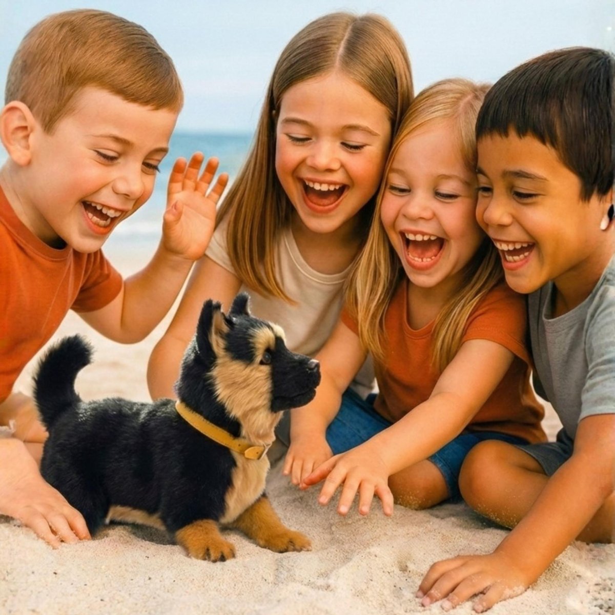 Realistic German Shepherd Puppy Toy – Interactive Walking, Barking & Wagging Electronic Pet VexonGear