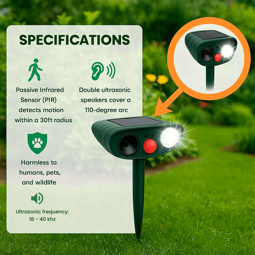 Vexon Solar-Powered Ultrasonic Deer Repeller for Gardens