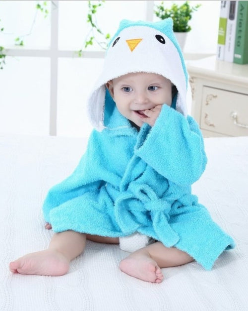 Baby Hooded Bathrobe | Penguin Design Cotton Terry VexonGear