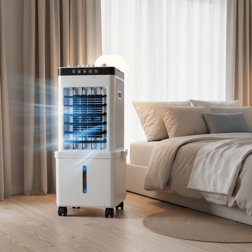 Portable Evaporative Air Cooler, 3-in-1 Cooling, Ventilation & Dehumidifying