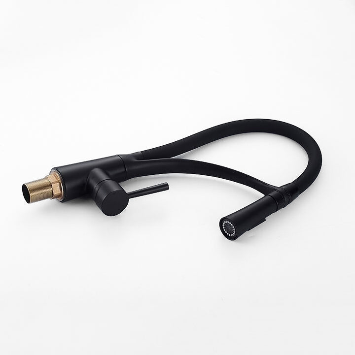 Modern Kitchen Faucet | Matte Black Gooseneck Pull Down Sprayer VexonGear
