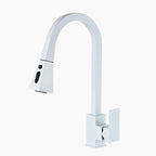 Modern Kitchen Faucet | White Pull-Down Sprayer Square Design VexonGear